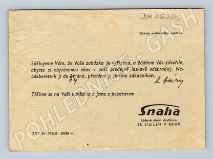 Pohlednice Brno reklama Snaha obuv 1956 (BM26212)
