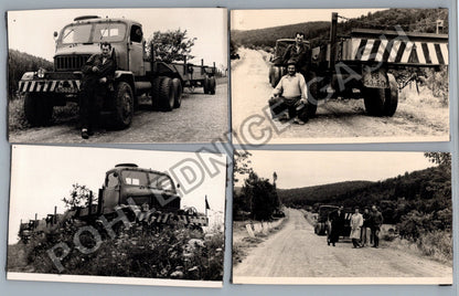 Stará fotografie nákladní auta a muži v přírodě (BM26438)