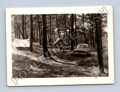 Stará fotografie kempování v lese s autem (BM26449)
