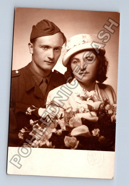 Stará fotografie pár muž v uniformě (BM26496)