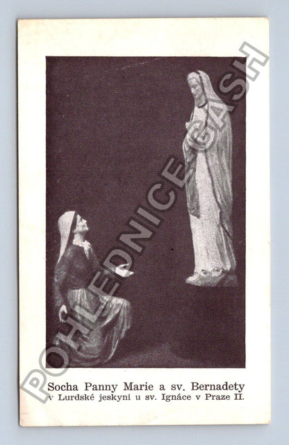 Pohlednice Praha Socha Panny Marie sv. Bernadetty 1948 (BM26781)