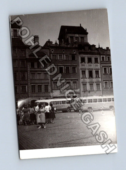 Stará fotografie Varšava městská ulice s autobusem (BM26920)