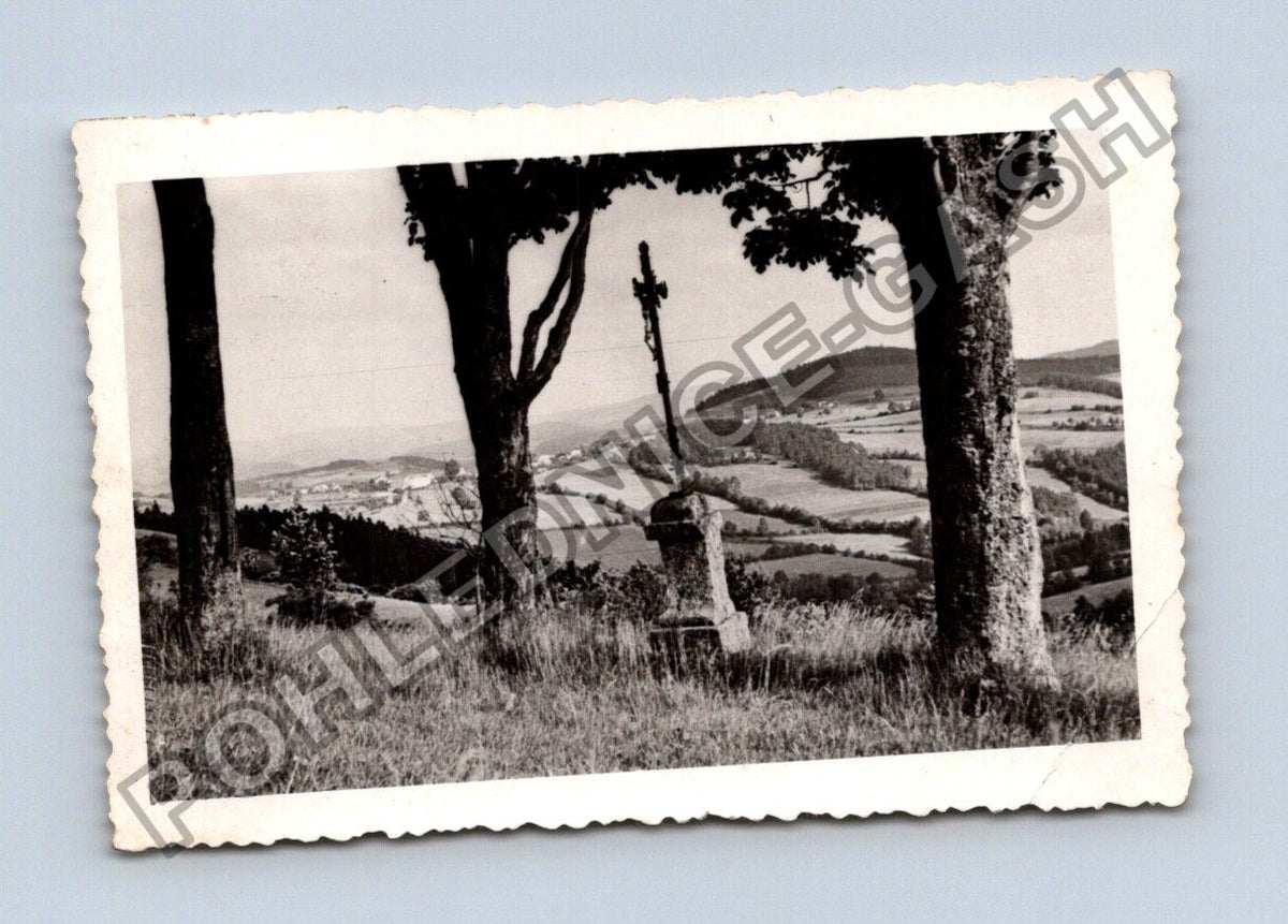 Stará fotografie Jizerské hory krajina s křížem (BM26954)