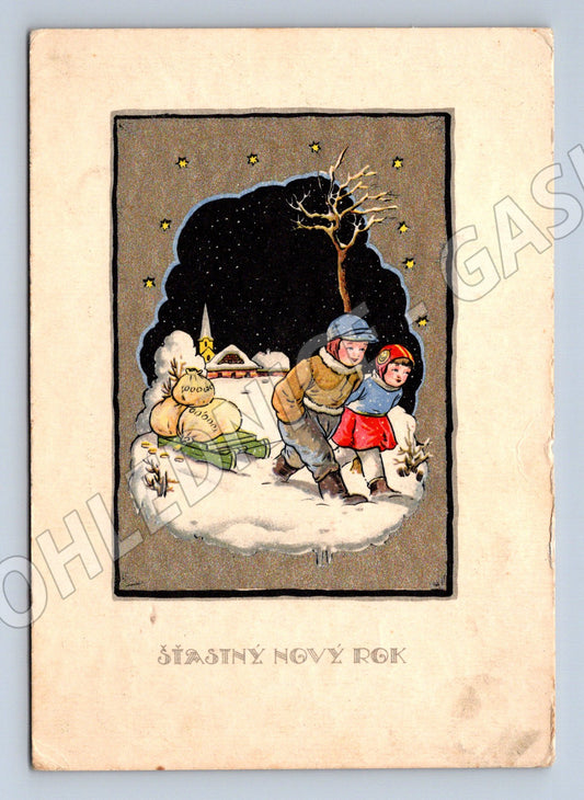 Novoroční pohlednice ČSR ilustrovaná do1950 (M10004)