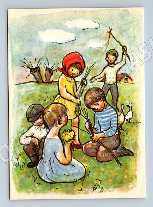 Easter postcard children V Slivková small format (M10026)