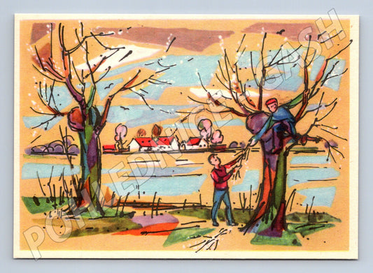 Easter postcard Czech countryside J Toroň (M10030)