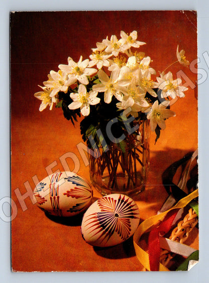 Velikonoční pohlednice 1989 květiny a kraslice (M10041)