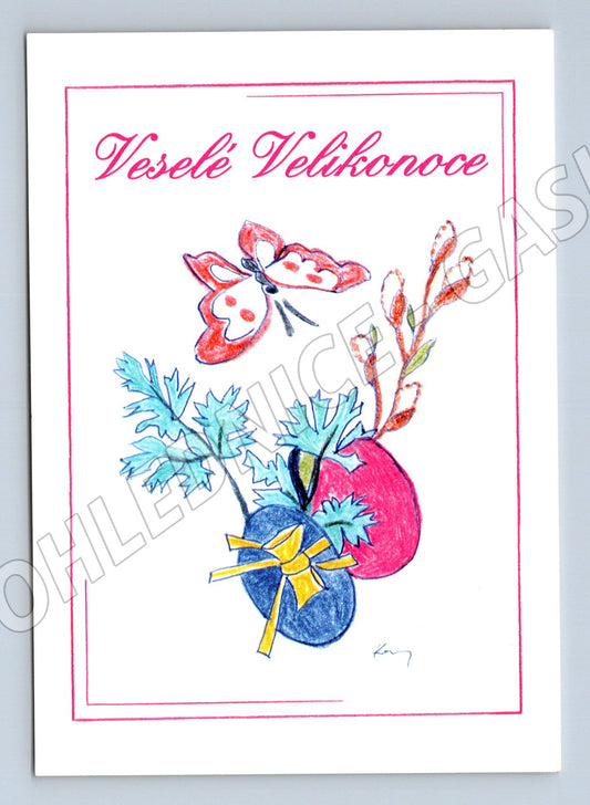 Velikonoční pohlednice Veselé Velikonoce ruční (M10050)