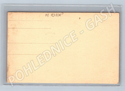 Boat with crew at the port old postcard St. Ana Jelsa (M10108)