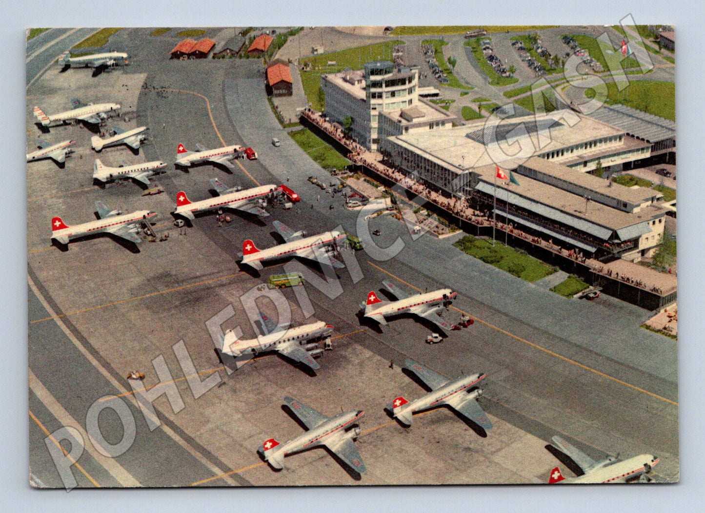 Zurich Airport 1956 Swissair aircraft stamp (M10126)