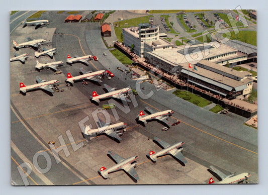 Letiště Zürich 1956 letadla Swissair razítko (M10126)