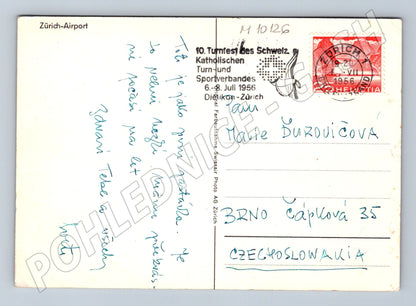 Zurich Airport 1956 Swissair aircraft stamp (M10126)