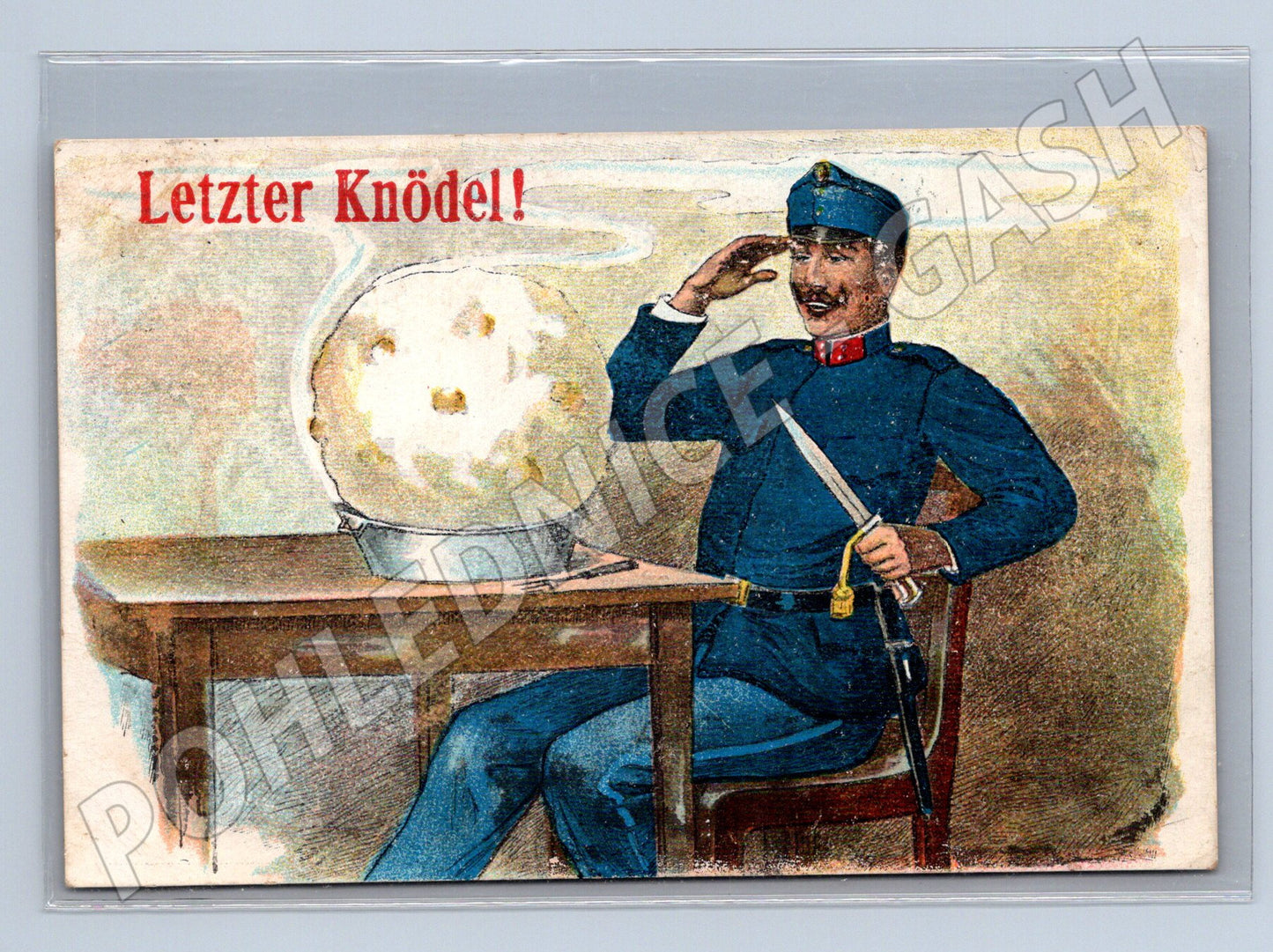 Letzter Knödel voják humorná RU pohlednice (M10151)