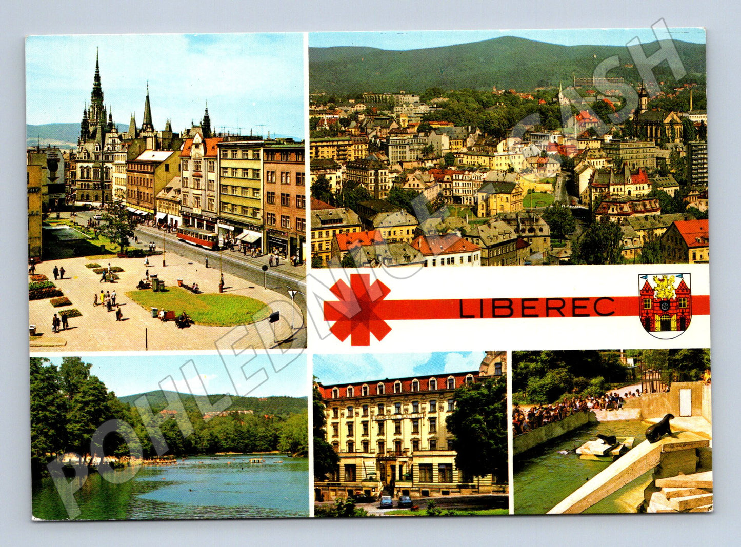 Pohlednice Liberec – historická radnice a zoo (M10206)