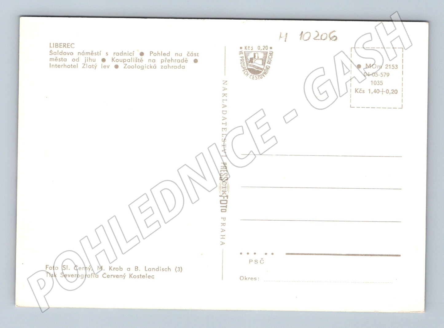 Pohlednice Liberec – historická radnice a zoo (M10206)