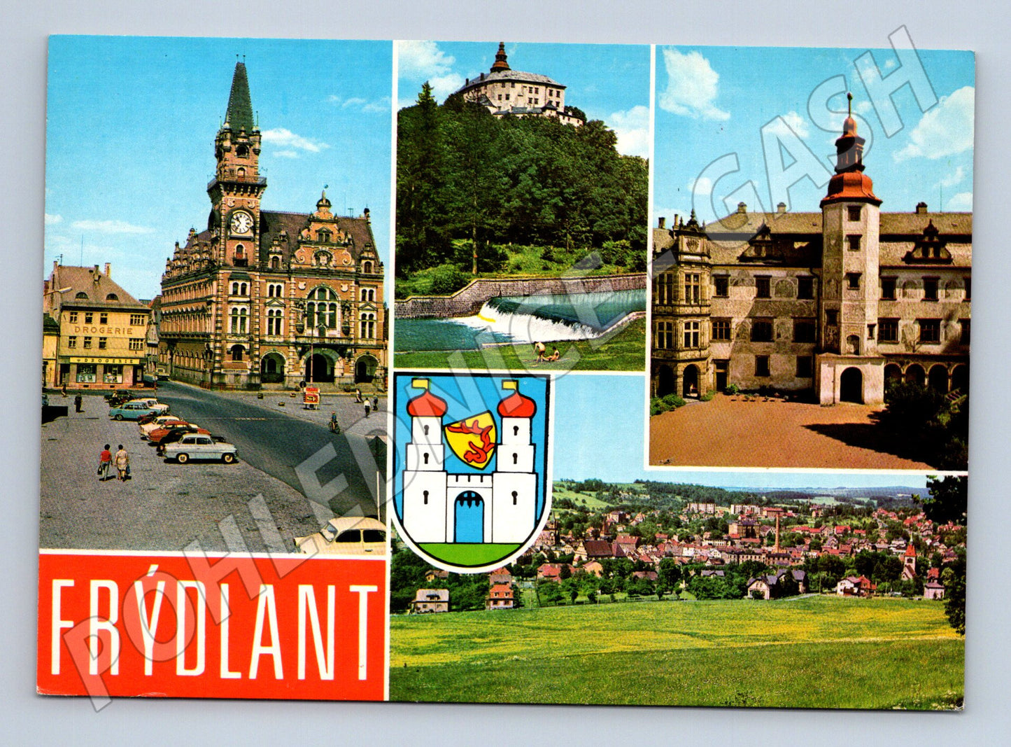 Pohlednice Frýdlant – radnice, hrad, zámek (M10209)