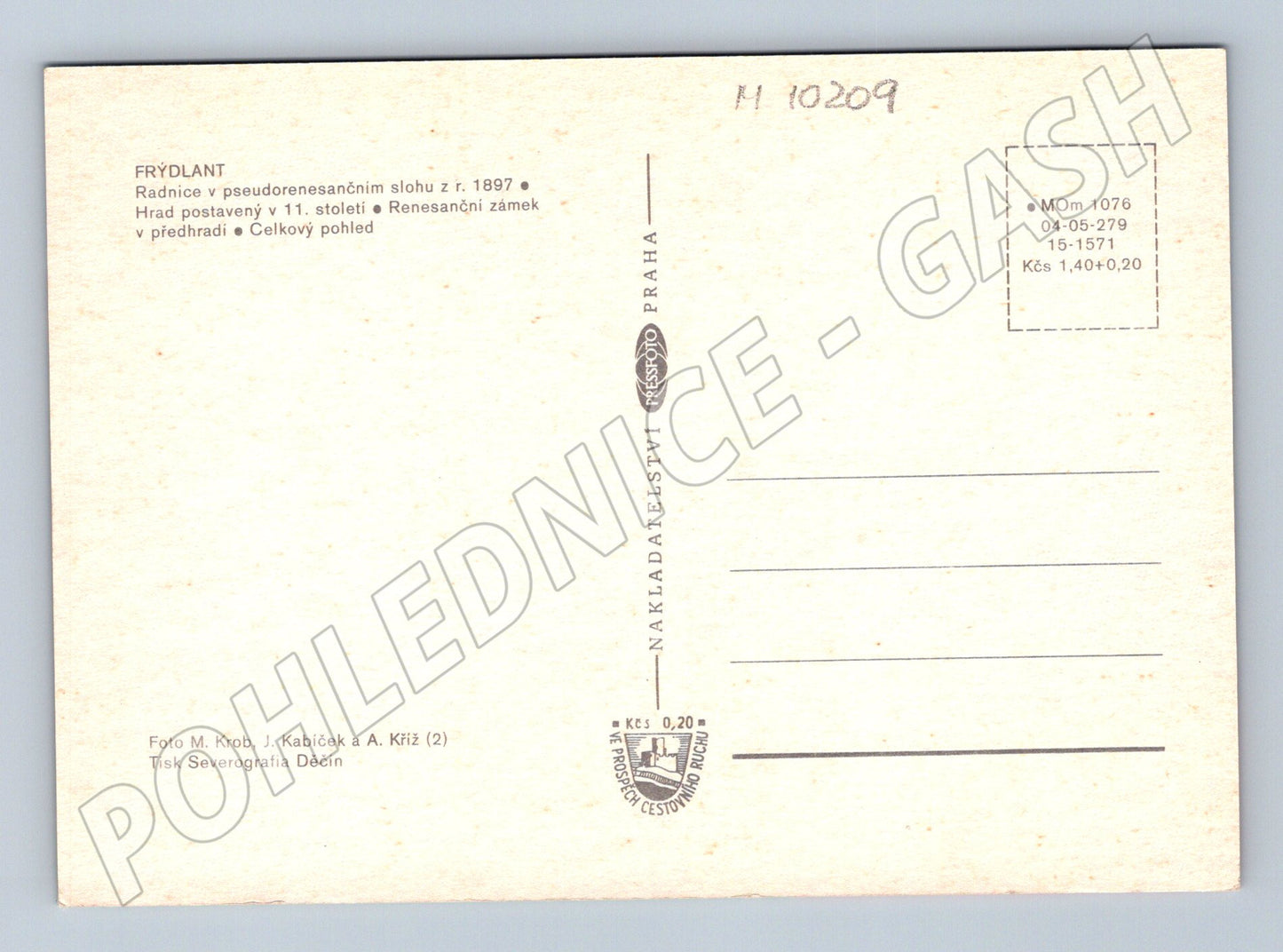 Pohlednice Frýdlant – radnice, hrad, zámek (M10209)