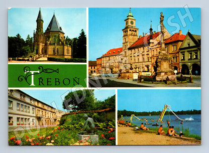 Pohlednice Třeboň – lázně, náměstí, rybník Svět (M10222)
