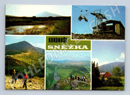 Pohlednice Krkonoše Sněžka – koláž, prošlá poštou (M10238)