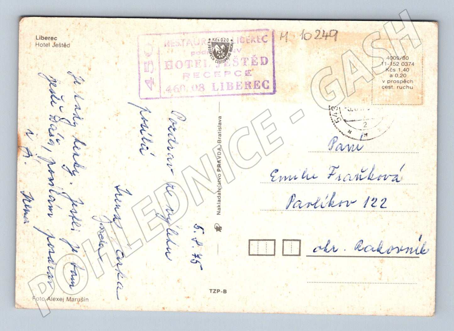 Pohlednice Liberec Ještěd - hotel a vysílač (M10249)