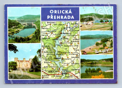 Pohlednice Orlická přehrada - více záběrů a mapa (M10253)