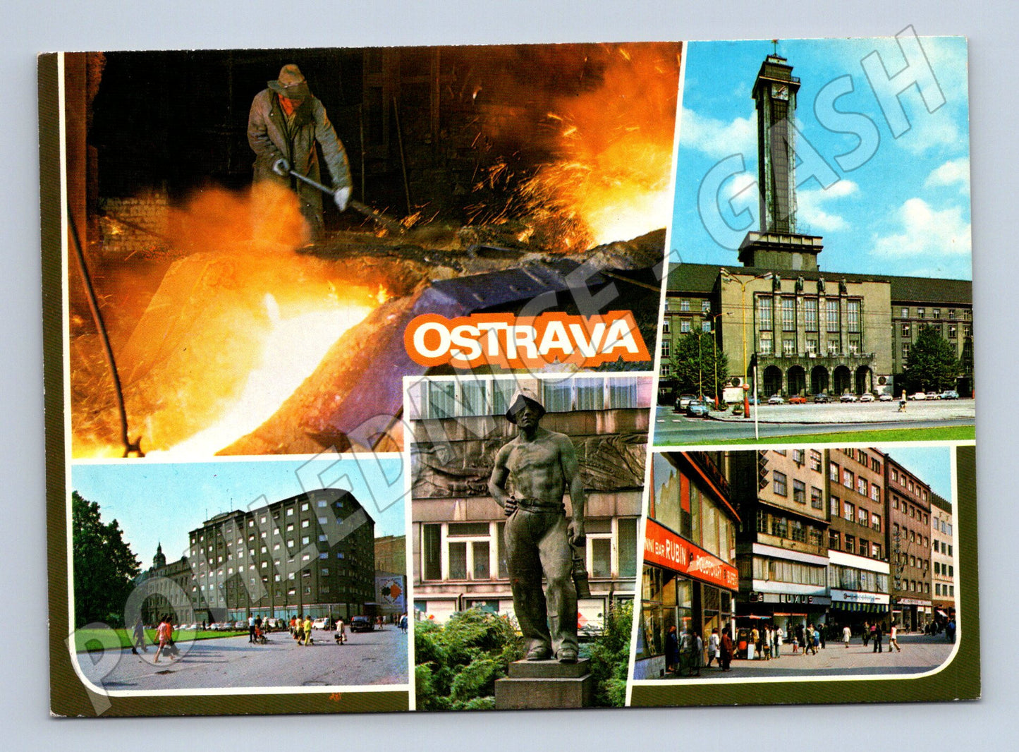 Pohlednice Ostrava – průmysl, radnice (M10261)