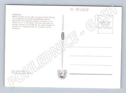 Pohlednice Přeštice - náměstí, kašna, barokní chrám (M10264)
