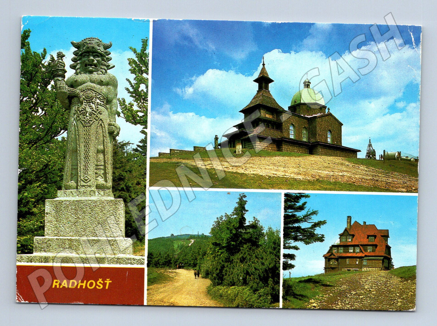 Pohlednice Radhošť – socha Radegasta, kaple, hotel (M10327)