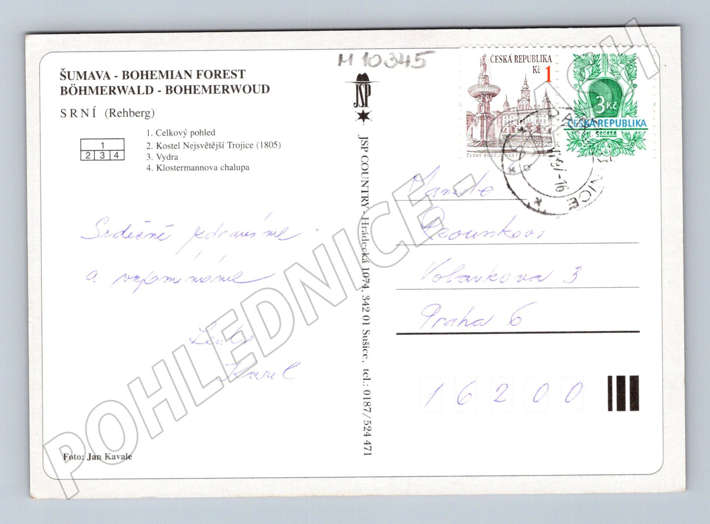 Pohlednice Srní Šumava – barevná, zaslaná (M10345)