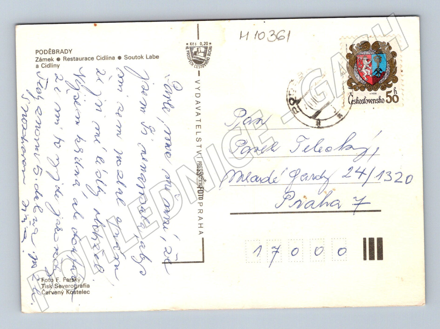 Pohlednice Poděbrady – zámek a soutok Labe a Cidliny (M10361)