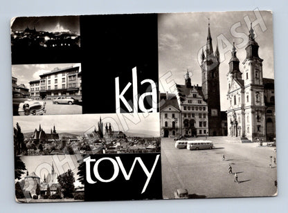 Pohlednice Klatovy historická černobílá koláž památek (M10384)