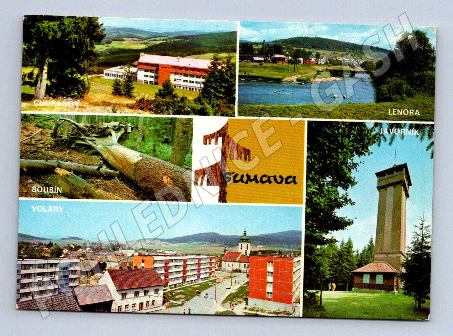 Pohlednice Šumava – Churáňov, Boubín, Lenora, Volary (M10388)