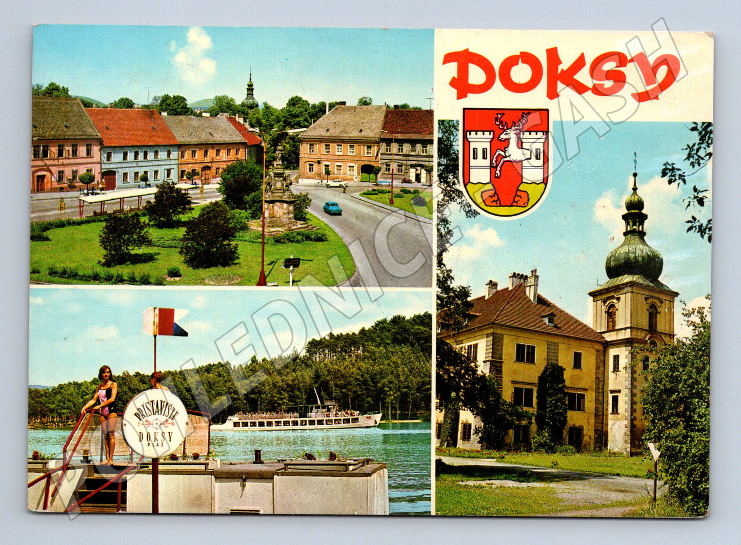 Pohlednice Doksy - koláž Máchovo jezero, zámek (M10398)