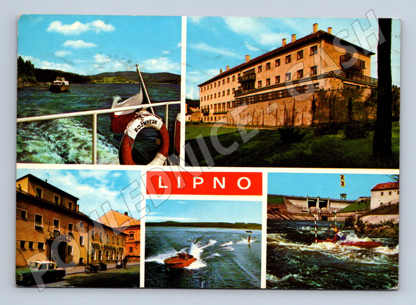 Pohlednice Lipno - přehrada, lodě, hotel (M10399)