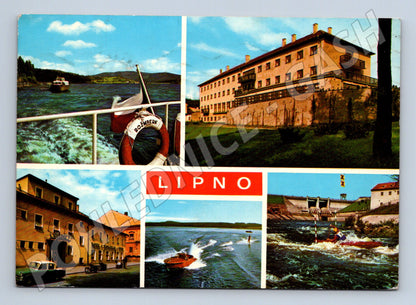 Pohlednice Lipno - přehrada, lodě, hotel (M10399)