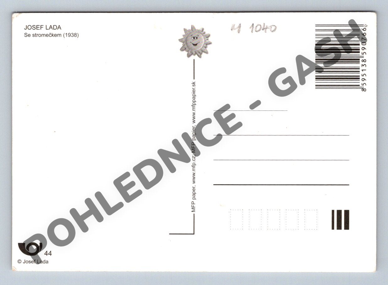 Pohlednice České Vánoce Josef Lada se stromečkem (M1040)