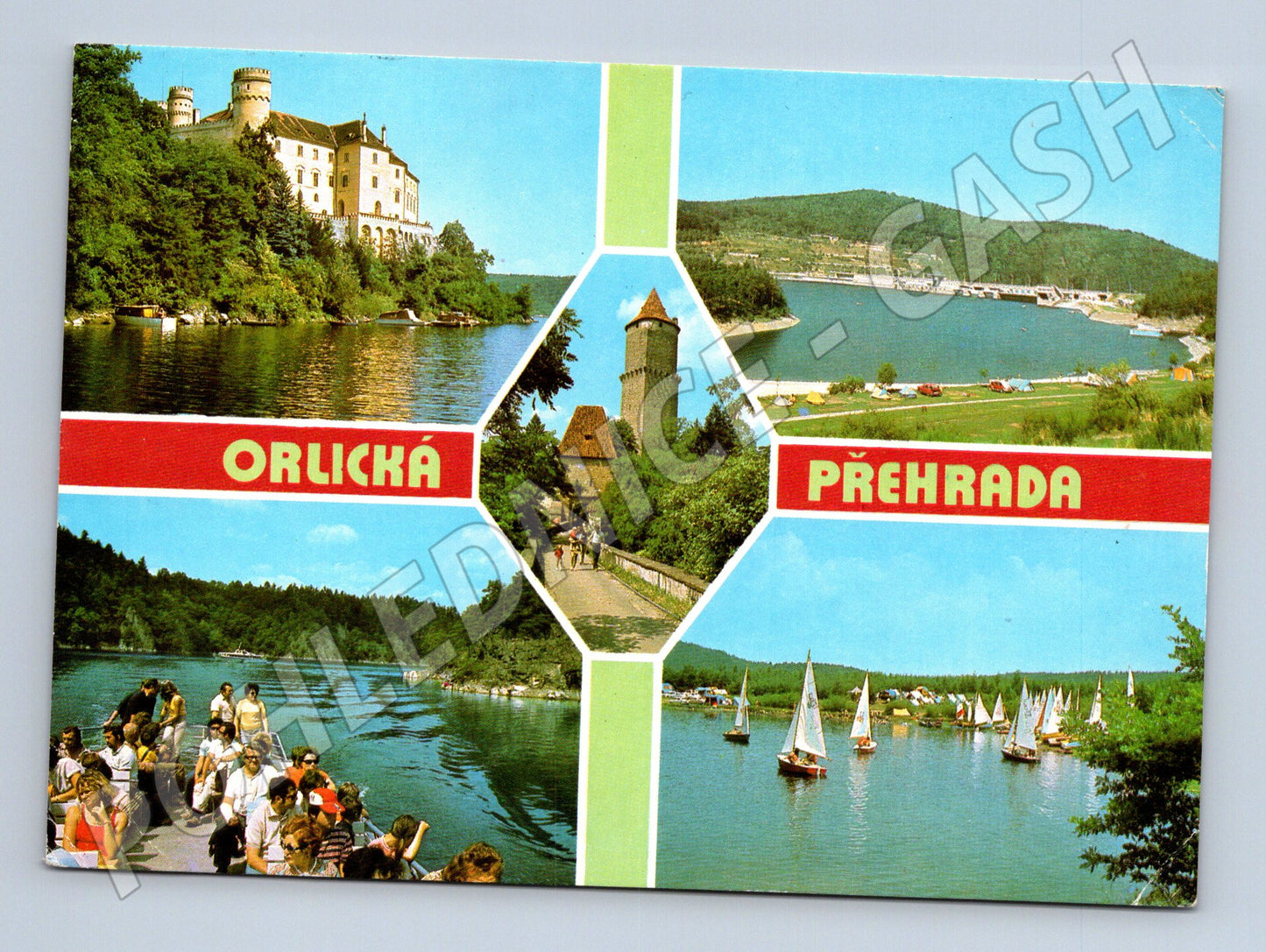 Pohlednice Orlická přehrada - lodě, plachetnice (M10421)