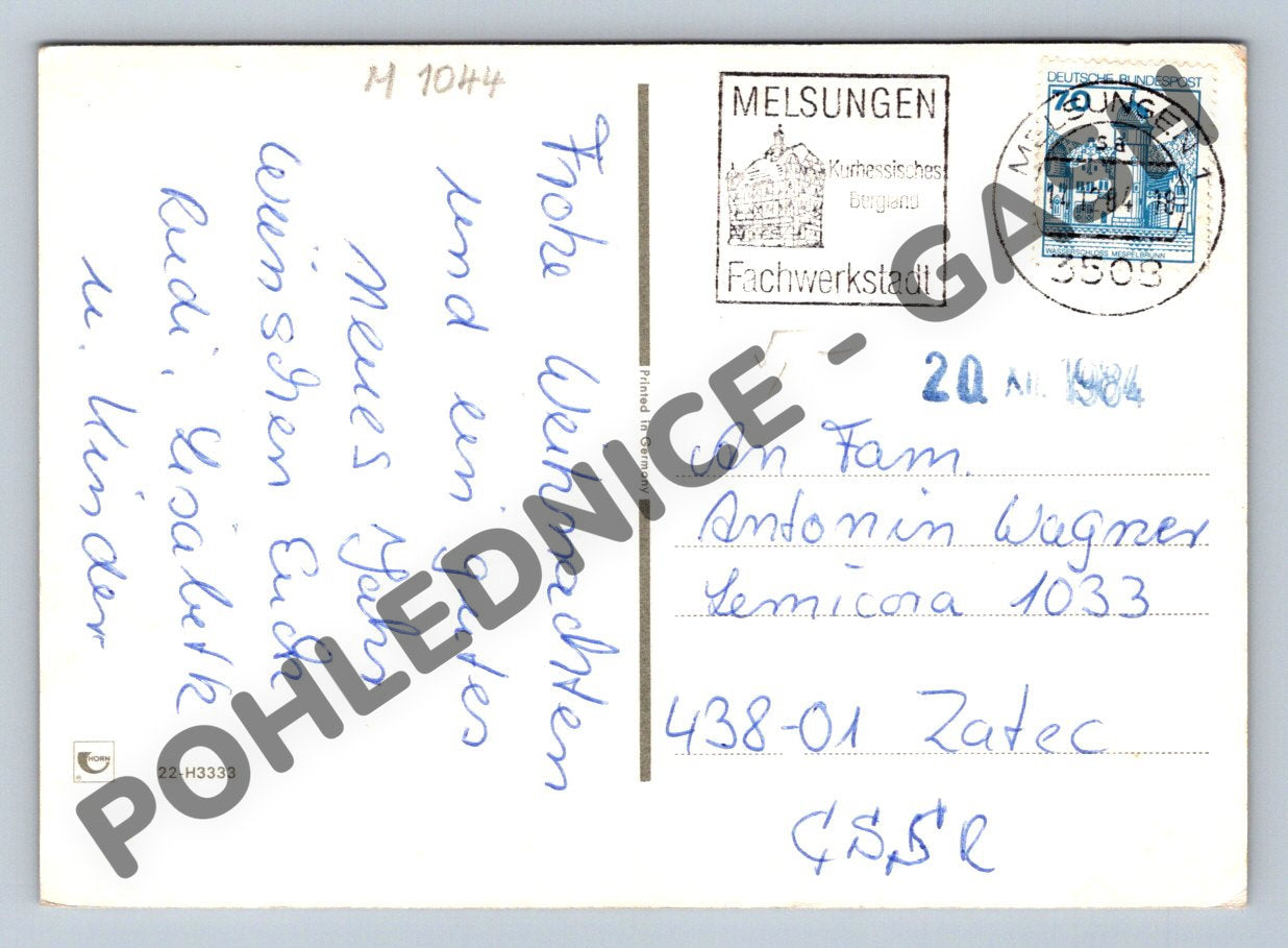 Pohlednice Vánoce Německo 1984 Melsungen do ČSSR (M1044)