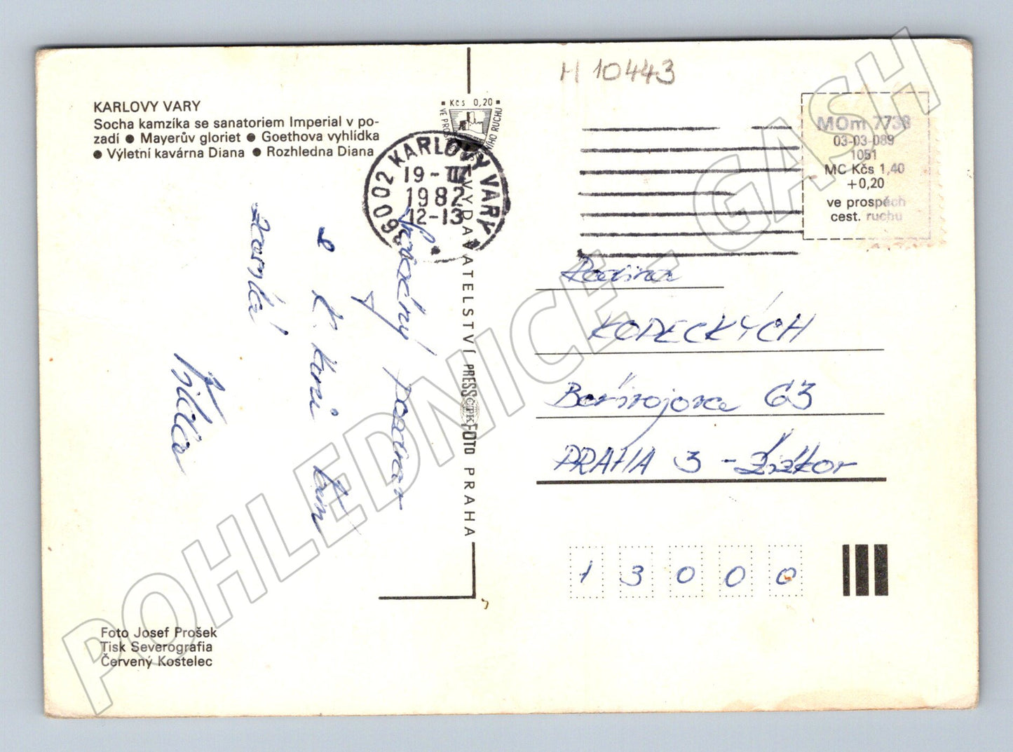 Pohlednice Karlovy Vary - rozhledna Diana, kamzík, kavárna (M10443)