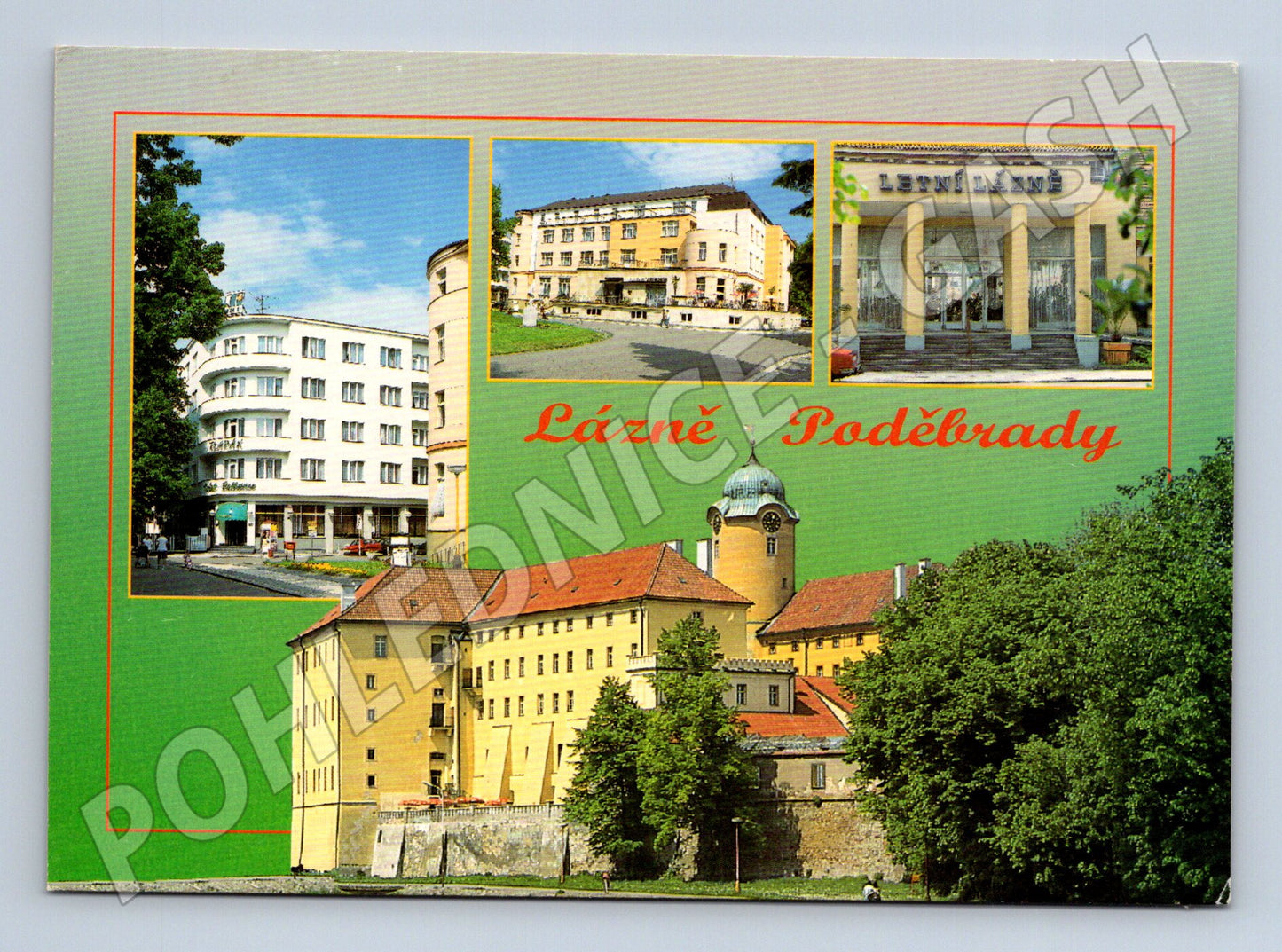 Pohlednice Lázně Poděbrady – zámek, lázně, hotely (M10452)