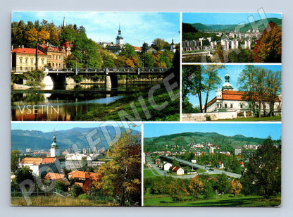 Pohlednice Vsetín – koláž města, zasláno 1986 (M10463)
