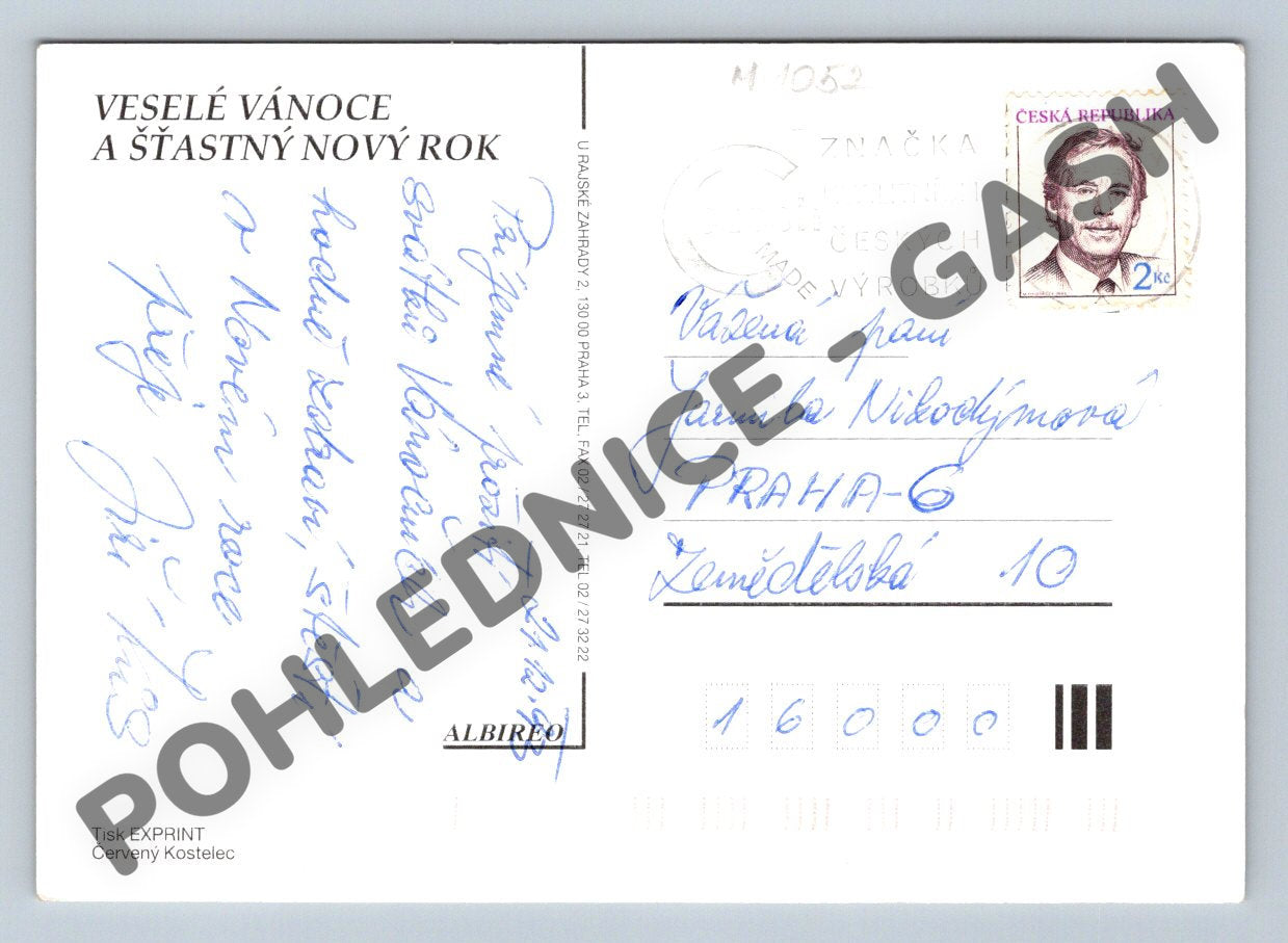 Pohlednice Vánoce ČR ilustrace velký formát (M1052)