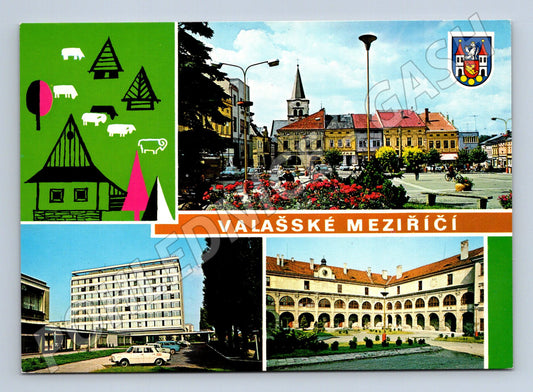 Pohlednice Valašské Meziříčí náměstí - zámek (M10534)