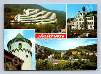 Pohlednice Jáchymov - sanatorium, radnice, Šlikova věž (M10550)