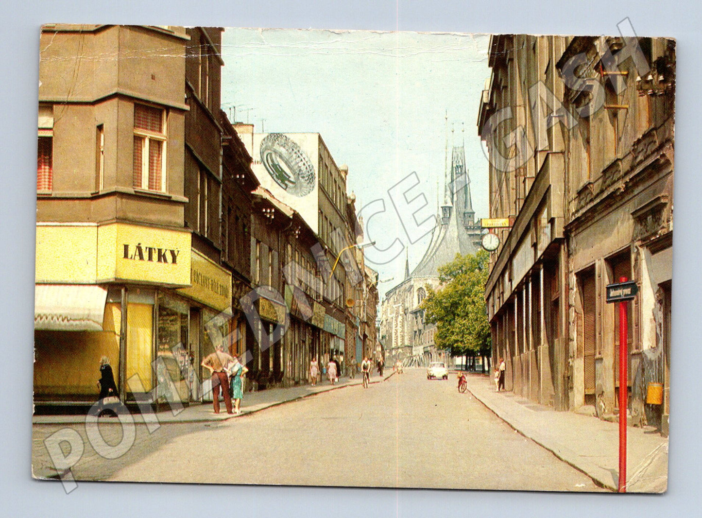 Pohlednice Louny Kostel a ulice 60. léta (M10586)