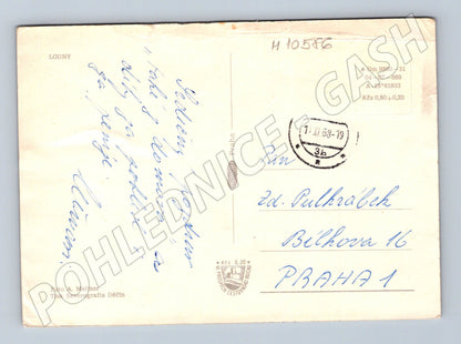 Pohlednice Louny Kostel a ulice 60. léta (M10586)