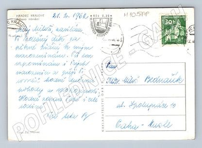Pohlednice Hradec Králové – Velké náměstí, radnice, kostel (M10588)