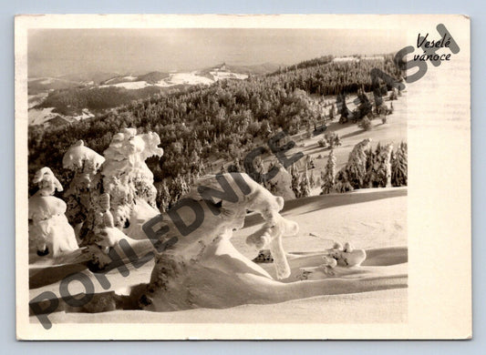 Pohlednice Vánoce 1955 Valašské Javorníky (M1059)