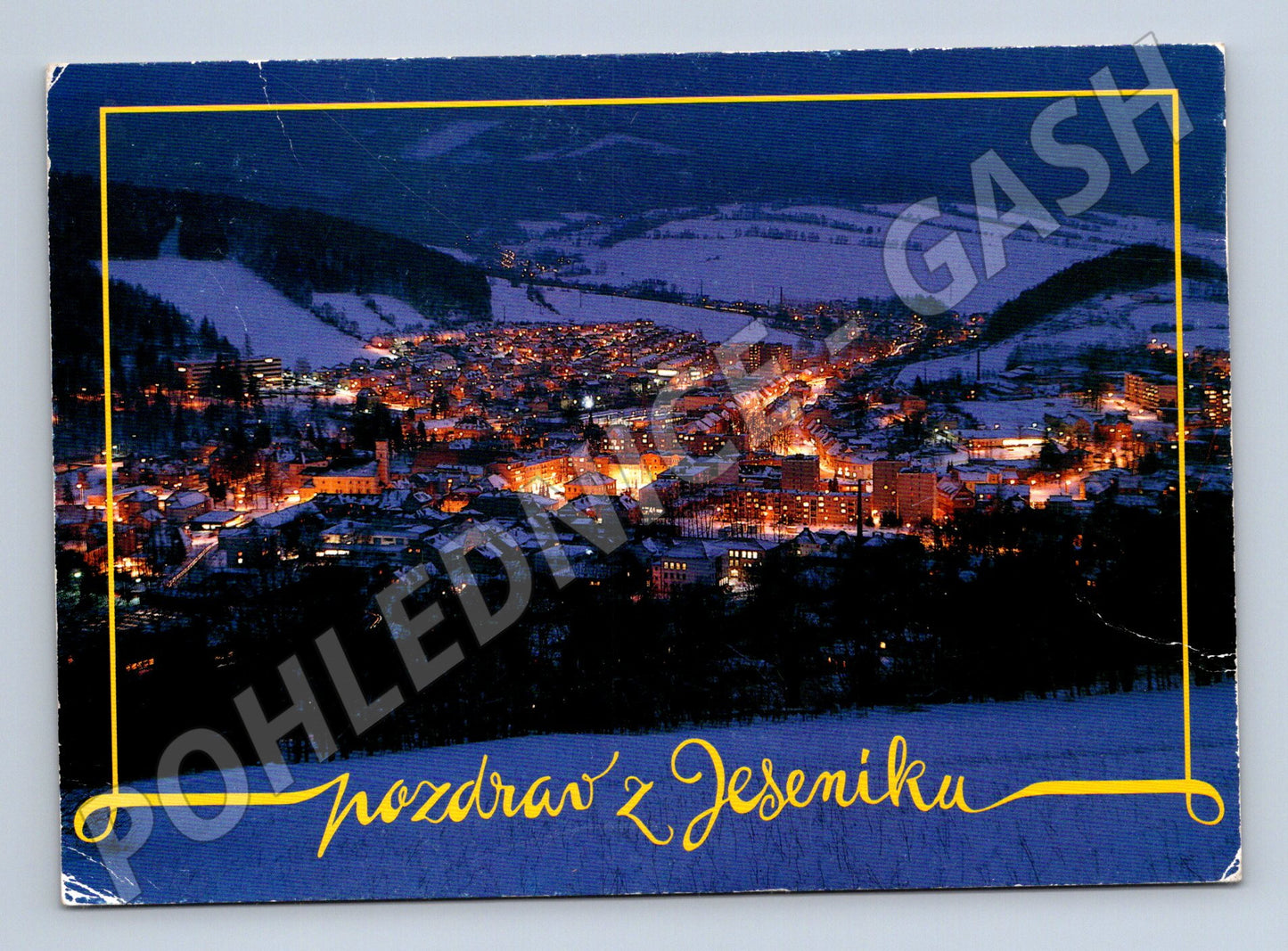 Pohlednice Jeseník – zimní noční pohled (M10632)