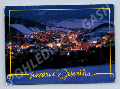 Pohlednice Jeseník – zimní noční pohled (M10632)